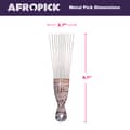 Afropick Metal Black Hair Pick for Natural Curly Long Thick Hair Afro Pick Comb - Thumbnail 2