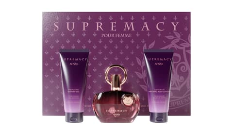 AFNAN SUPREMACY PURPLE L 3PCSET 3.4 EDP SPRAY / 3.4 BL / 3.4 S.GEL *DISPLAY BOX* *x* (Set)
