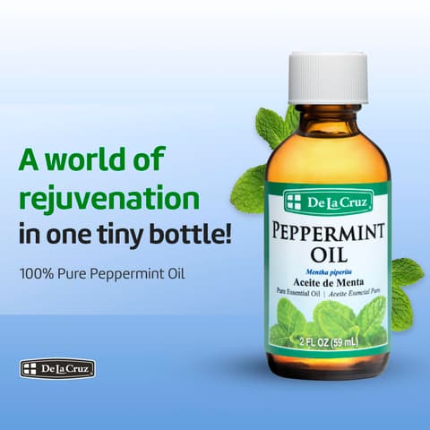De la Cruz Peppermint Essential Oil 100% Peppermint Oil for Aromatherapy Steam