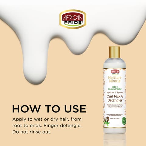 African Pride Moisture Miracle Hydrate Renew Curl Milk Hair Detangler for
