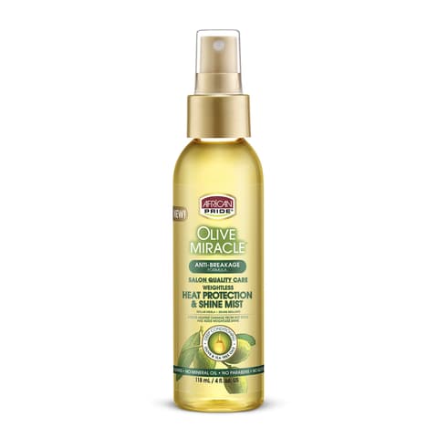 African Pride Olive Miracle Weightless Heat Protection Hair Shine Mist Fights