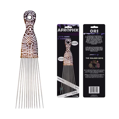 Afropick Metal Black Hair Pick for Natural Curly Long Thick Hair Afro Pick Comb