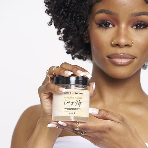 Bask Lather Aloequench Flaxseed Coiling Jelly Vegan Curl Defining Jelly With