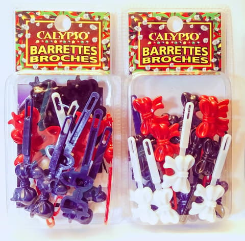 Calypso Hair Barrettes Bows Red White Blue Black