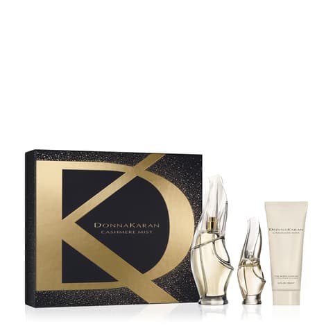 DONNA KARAN CASHMERE MIST(W)(H/B)3PC SET(3.4oz edp sp,3.4oz Body Lotion,15ml edp sp)