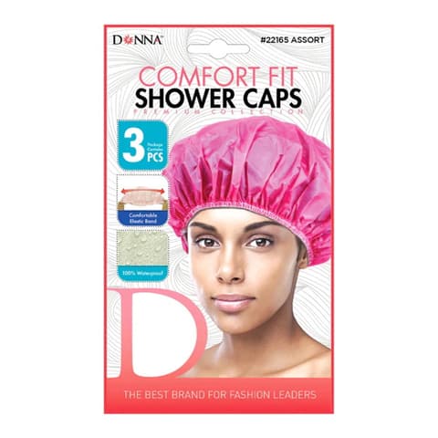 Donna Comfort Fit Waterproof Shower Caps 22165 Assorted Packaging May Vary 3 Ea