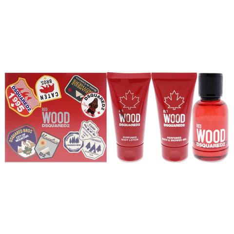DSQUARED2 RED WOOD(W)(H/B)3PC SET(1.7oz edt sp,1.7oz body lotion,1.7oz bath&shower gel)