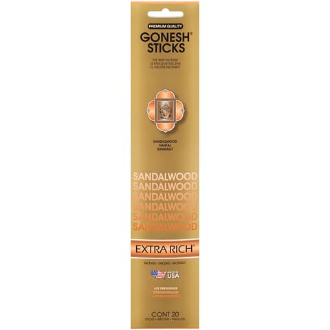 Sandalwood Goxrsa Gonesh Stick Incense Single 20 Stick Pack Gold