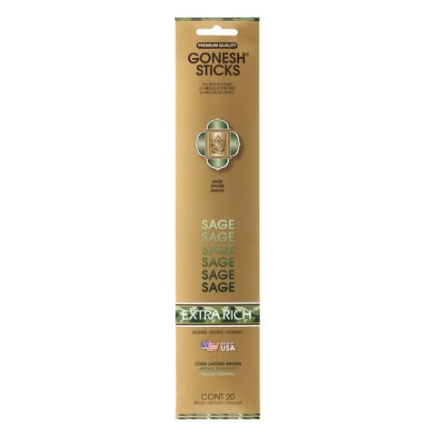 Sage 20 Stick Pack Extra Rich Incense By Gonesh