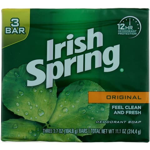 Irish Spring Deodorant Bath Bar Original 3count 3.75 oz