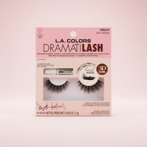 (6-pack) Luxe Mink Effect False Lashes with Lifted 3D Curl and Adhesive by L.A. Colors Cosmetics