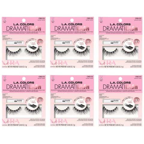 (6-pack) Luxe Mink Effect False Lashes with Adhesive by LA Colors