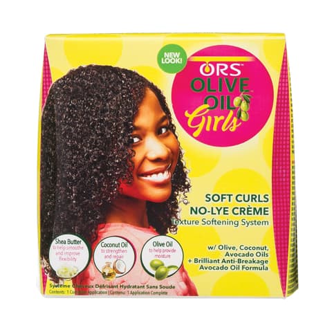 Ors Olive Oil Girls Soft Curls No Lye Creme Texture Softening System Kit With