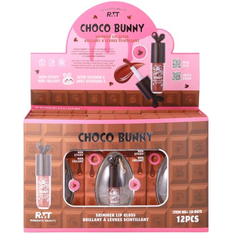 (12-pack) Romantic Beauty Choco Bunny Shimmer Lip Gloss