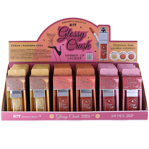 (24-pack) Romantic Beauty Glossy Crush Shimmer Lip