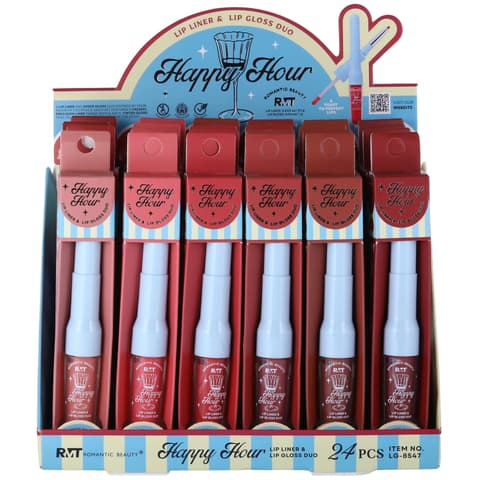(24-pack) Romantic Beauty Happy Hour Lip Liner & Lip Gloss Duo
