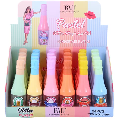 (24-pack) Romantic Beauty Pastel Glitter Magic Lip Oil