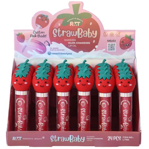 (24-pack) Romantic Beauty Strawbaby Shimmer Lip Oil