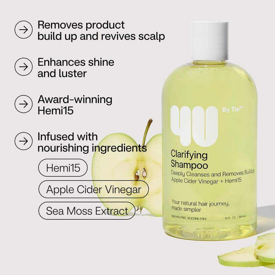 4u By Tia Clarifying Shampoo for Curly Coily Kinky 3a 4c Hair Apple Cider