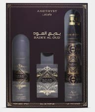 [Set] Lattafa Badee Al Oud Amethyst 3.4 L+ 6.8 Deo + 10.0 Air Freshener United Arab