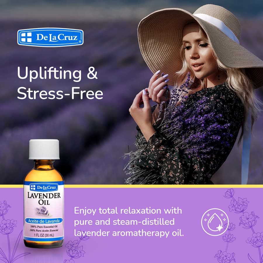 De la Cruz Lavender Essential Oil Steam Distilled 100% Pure Lavender Oil for