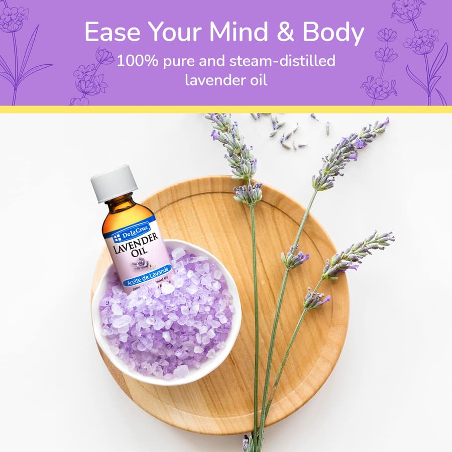 De la Cruz Lavender Essential Oil Steam Distilled 100% Pure Lavender Oil for