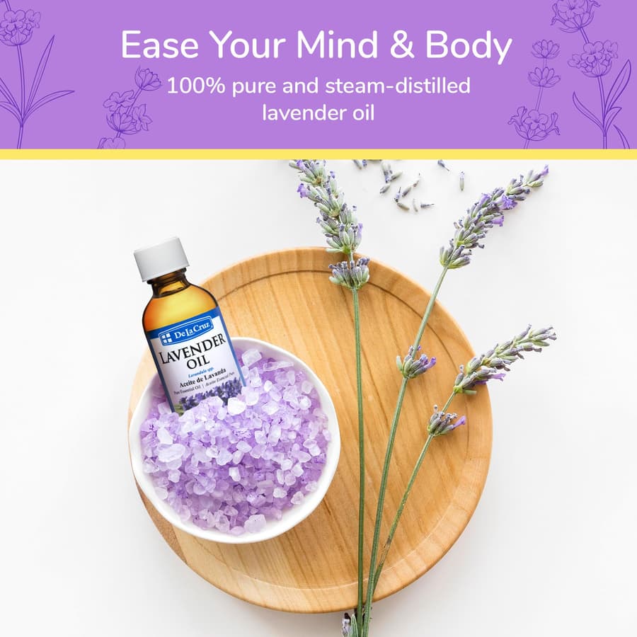 De la Cruz Lavender Essential Oil Steam Distilled 100% Pure Lavender Oil for