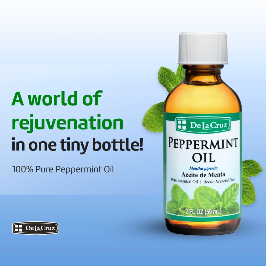 De la Cruz Peppermint Essential Oil 100% Peppermint Oil for Aromatherapy Steam