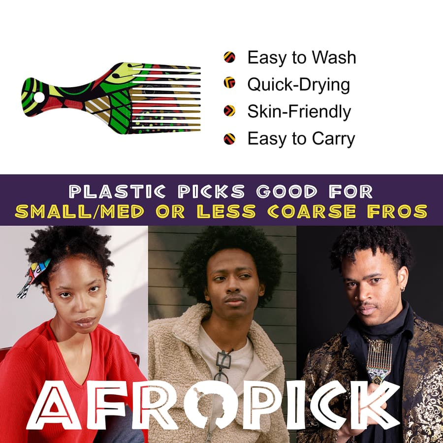 Afropick Anti Static Plastic Black Hair Pick for Natural Curly Long Thick Hair