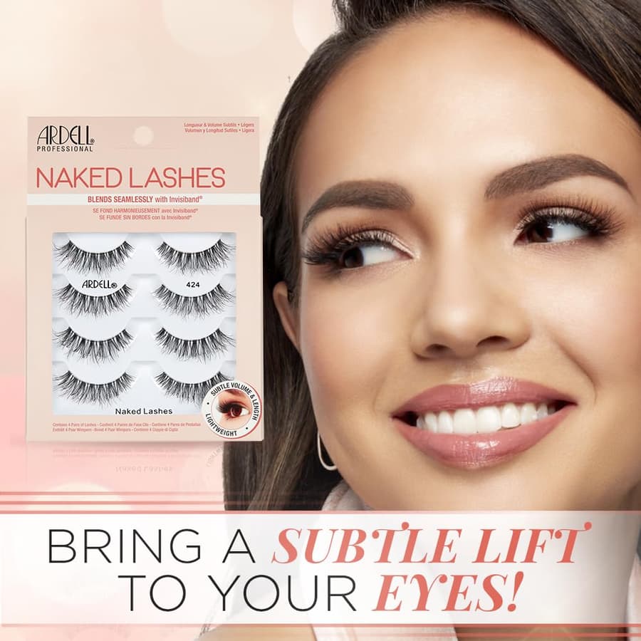 Ardell Naked Lashes #424 Strip Lashes Natural With Invisiband for Subtle Volume