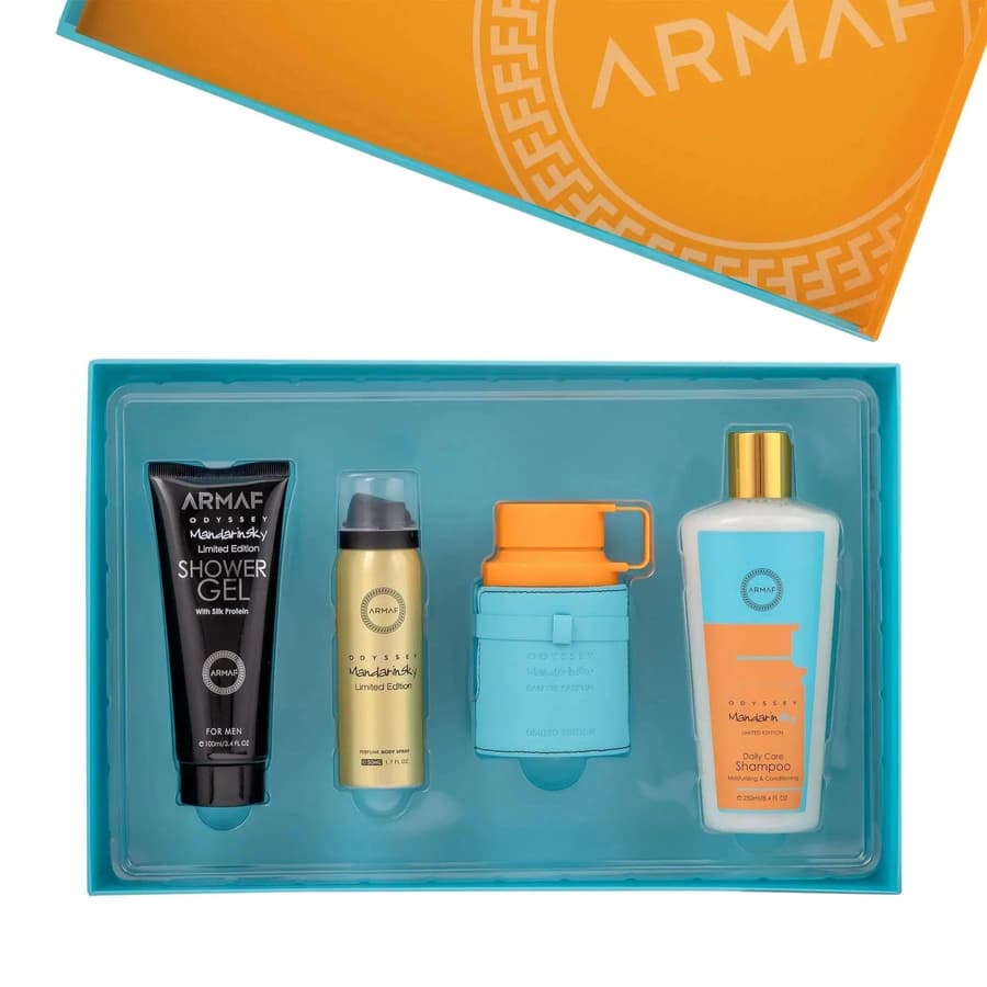 [Set] Armaf Odyssey Mandarin Sky Citrus Amber Vanilla 4 Piece For Men EDP 3.4 oz