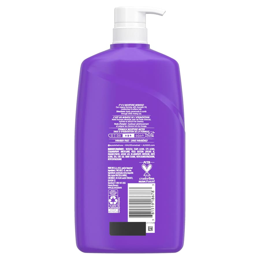 Aussie Miracle Moist With Avocado Jojoba Oil Paraben Free Conditioner 26.2 Fl Oz