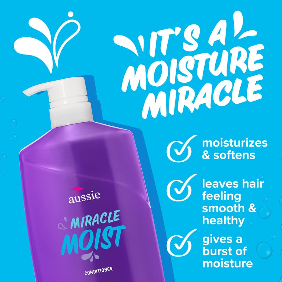 Aussie Miracle Moist With Avocado Jojoba Oil Paraben Free Conditioner 26.2 Fl Oz