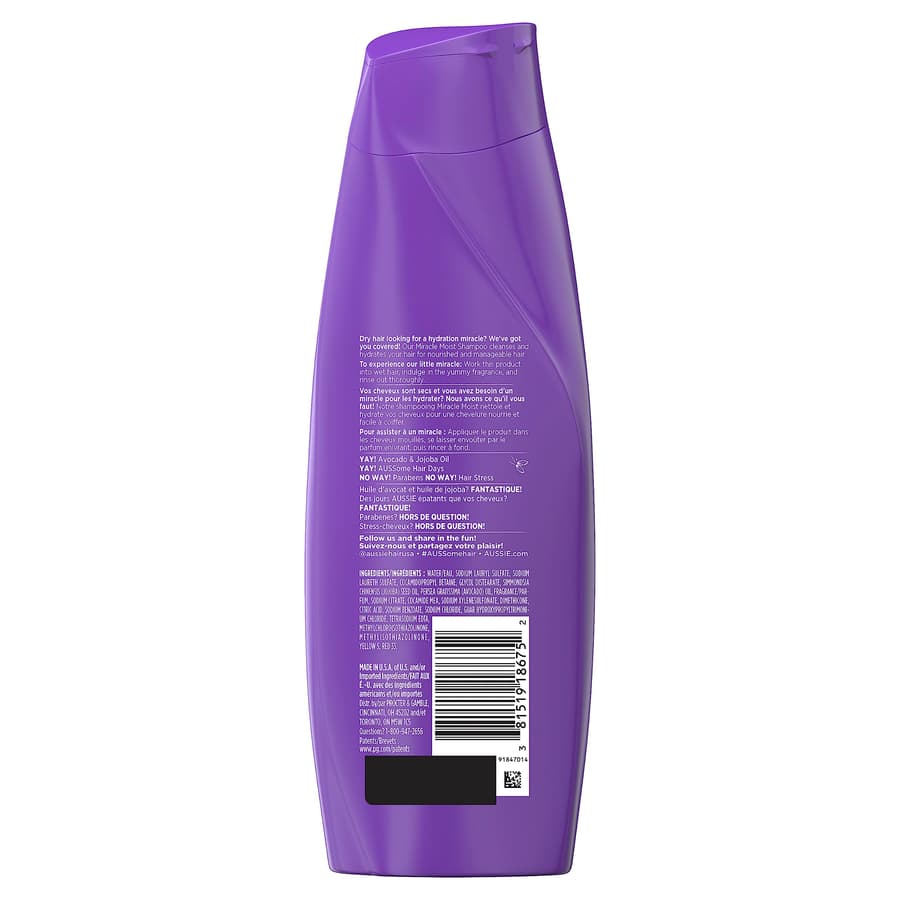 Aussie for Dry Hair Paraben Free Miracle Moist Shampoo W/avocado Jojoba 12.1