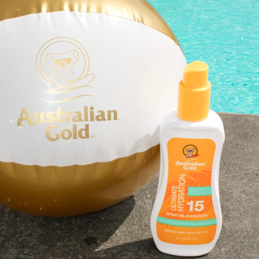 Australian Gold Gel Sunscreen Hydrate Skin Broad Spectrum Water Resistant Non