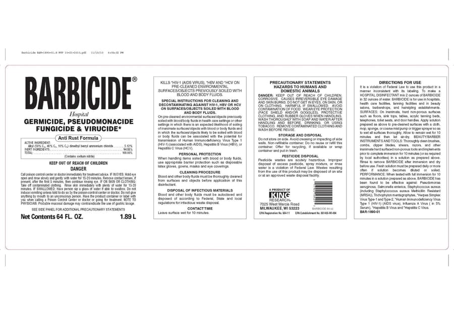 Barbicide Disinfectant Concentrate Pint | Epa Registered Hospital Grade