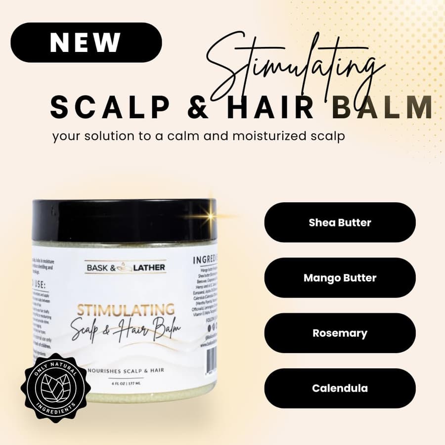 Bask Lather Stimulating Scalp and Hair Balm for Hair Growth Mango Shea Butter