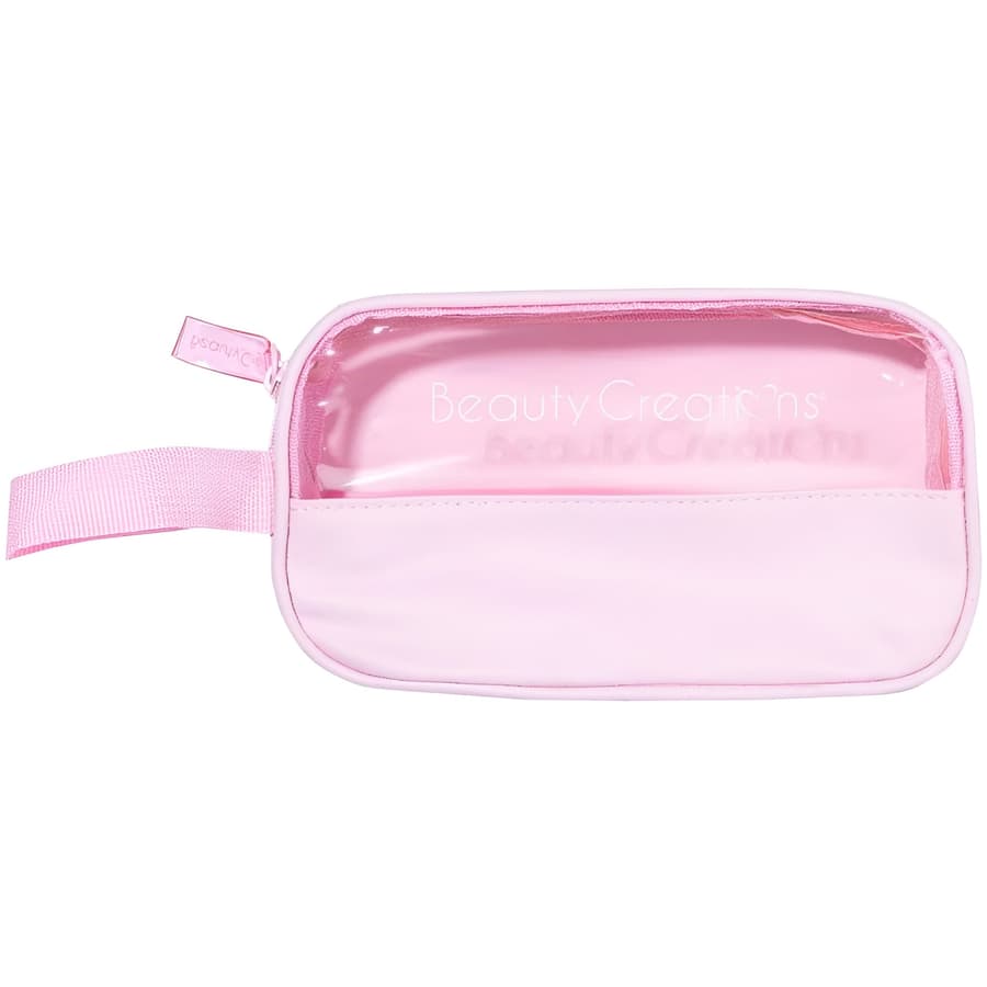 (5-pack) Beauty Creations Clear Pink Cosmetic Bag Small