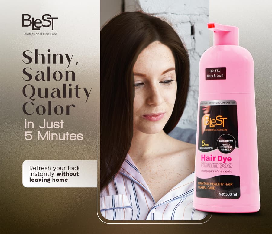 (6-pack) Blest Hair Dye Shampoo Dark Brown