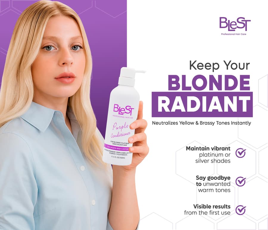 (6-pack) Blest Purple Shampoo With Collagen And Castor Oil