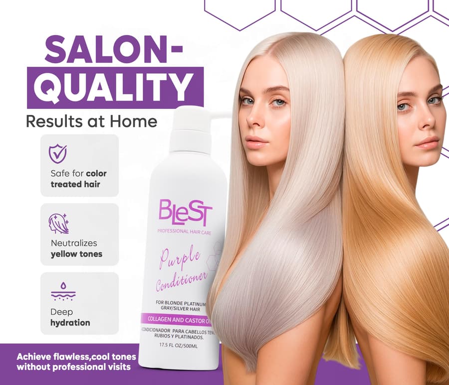 (6-pack) Blest Purple Shampoo With Collagen And Castor Oil