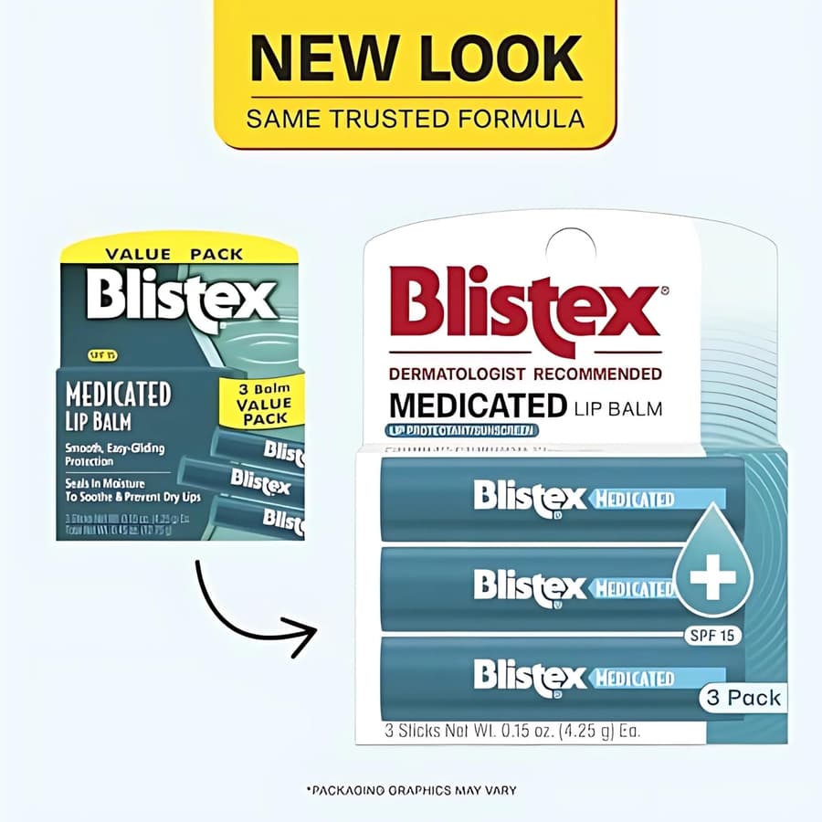 Blistex Medicated Lip Balm 3 Count Prevent Dryness Chapping Spf 15 Sun