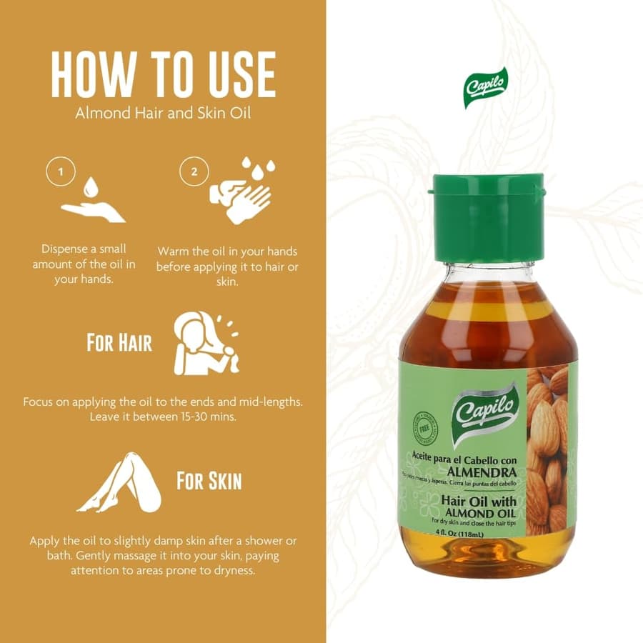 Capilo Almond Oil for Hair Skin Deep Moisture Nourishment Strengthens Hair