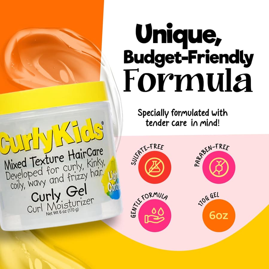 Curlykids Curly Gel Curl Moisturizer Hydrating Styling Gel for Kids Curly and