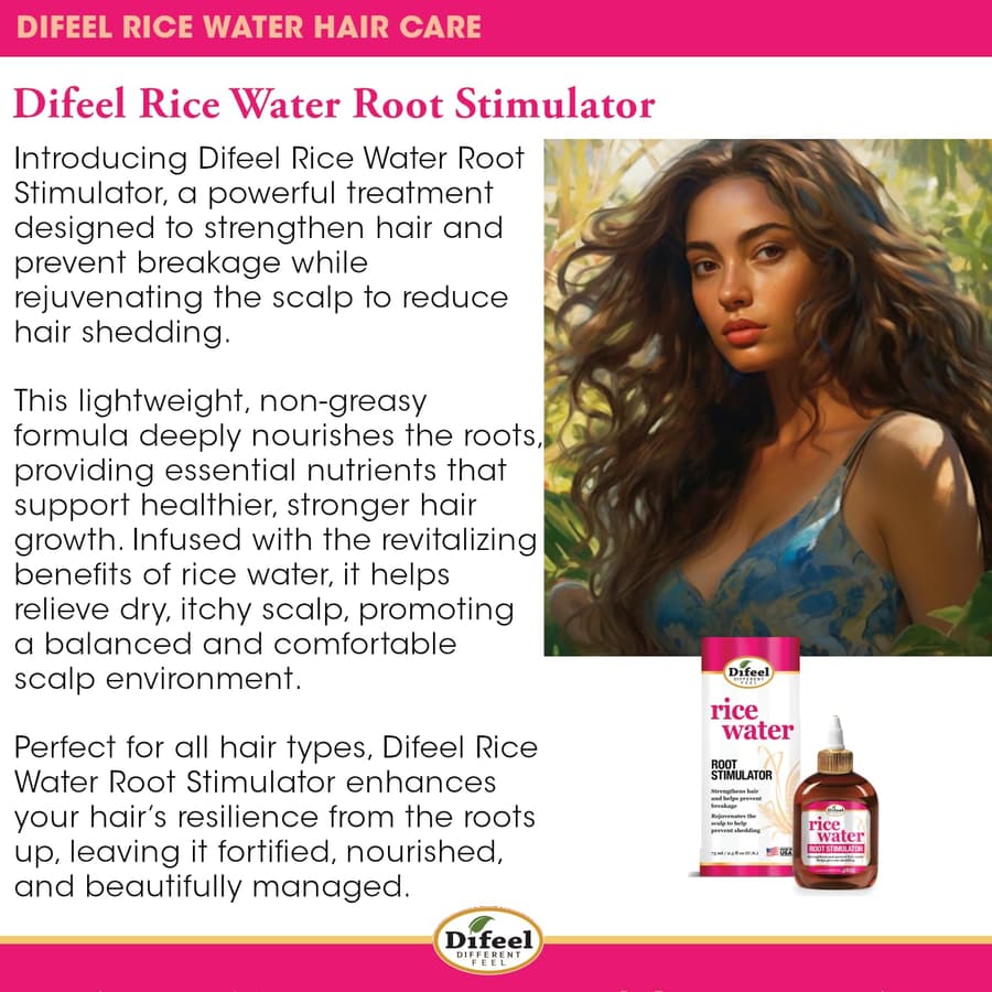Difeel Rice Water Root Stimulator . Strengthens Hair Roots 2.5 oz