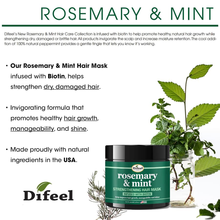 Difeel Rosemary and Mint Strengthening Hair Growth Mask With Natural Rosemary