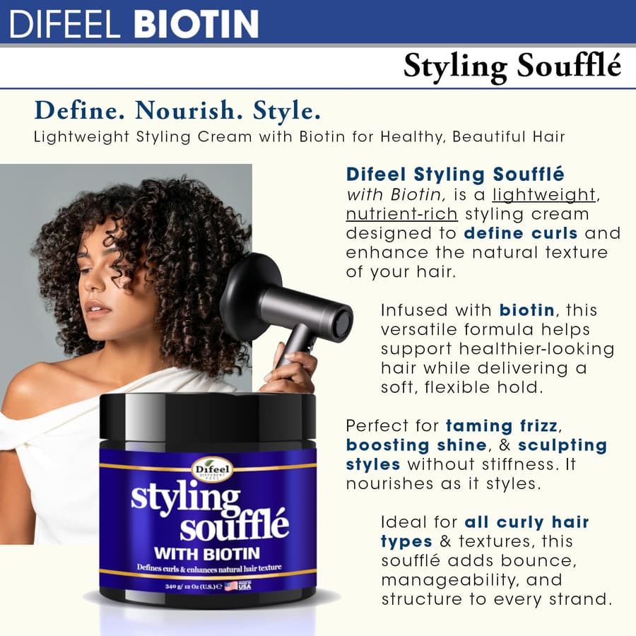 Difeel Curl Defining Styling Soufflé With Biotin . Nourishing Curl Defining