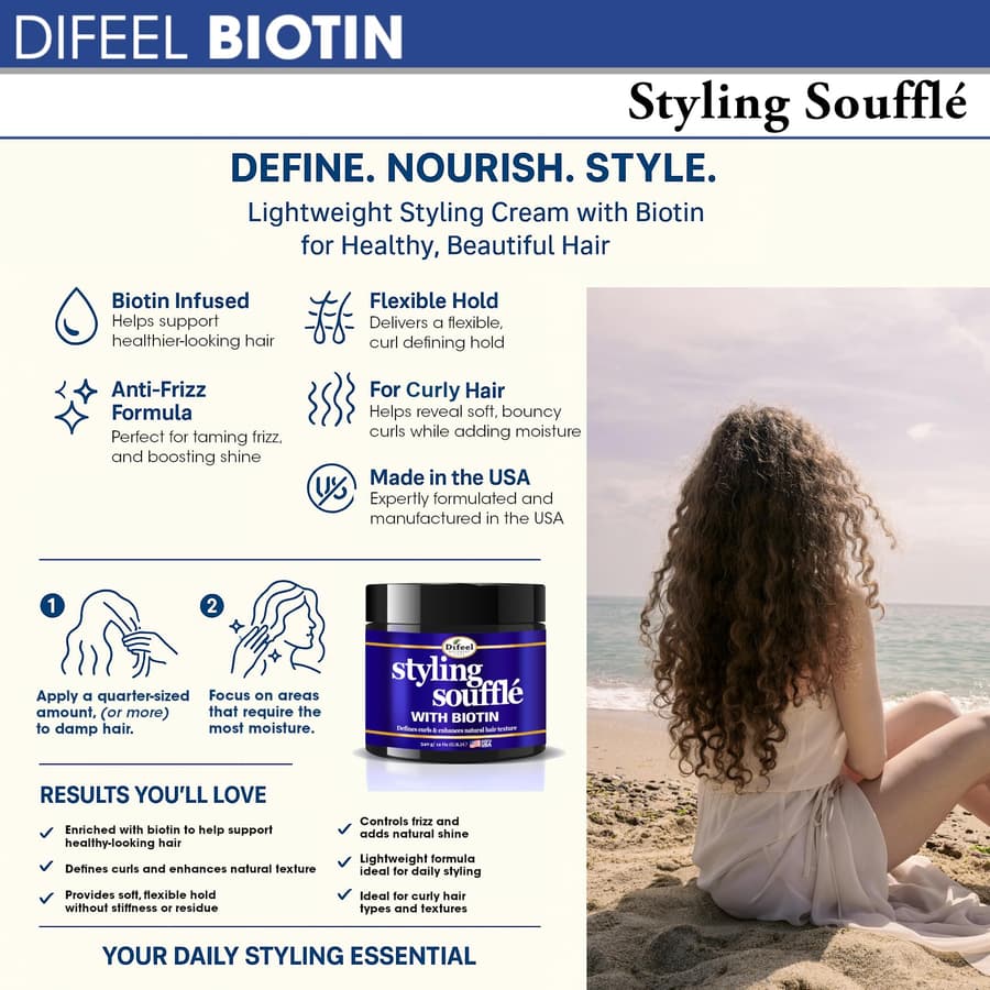 Difeel Curl Defining Styling Soufflé With Biotin . Nourishing Curl Defining