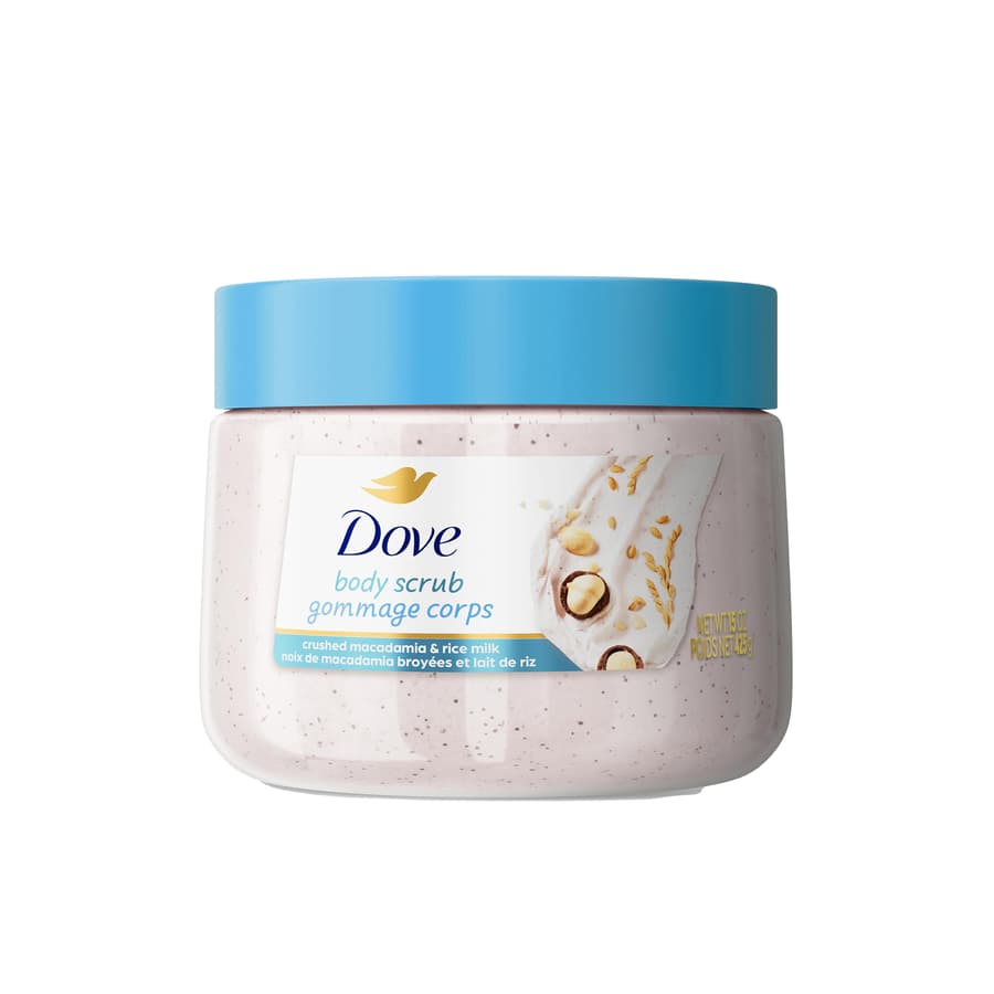 Dove Scrub Macadamia Rice Milk Body Scrub Exfoliates and Deeply Nourishes for