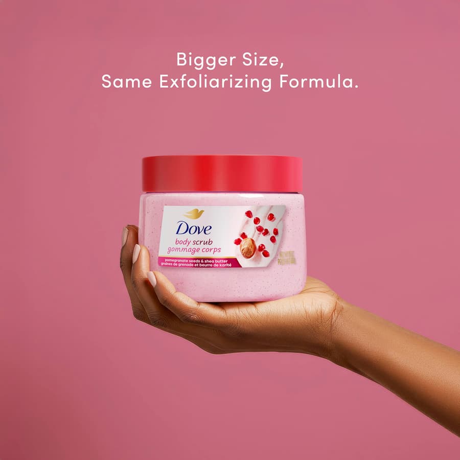 Dove Pomegranate Shea Butter Body Scrub Exfoliates and Deeply Nourishes for